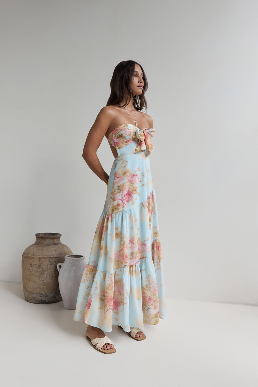 Damen Maxikleid mit gebundenem Ausschnitt aus Polyester Jully