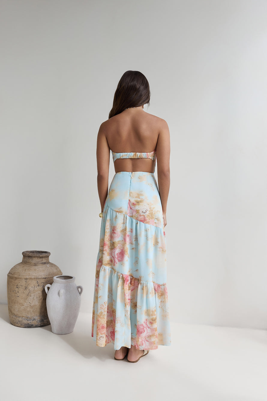 Damen Maxikleid mit gebundenem Ausschnitt aus Polyester Jully