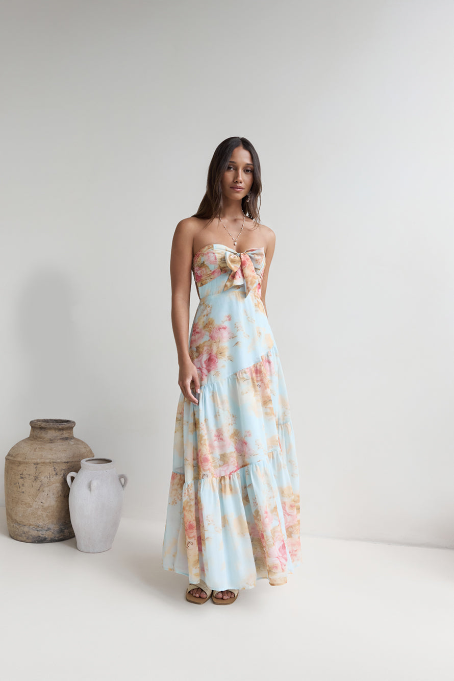 Damen Maxikleid mit gebundenem Ausschnitt aus Polyester Jully