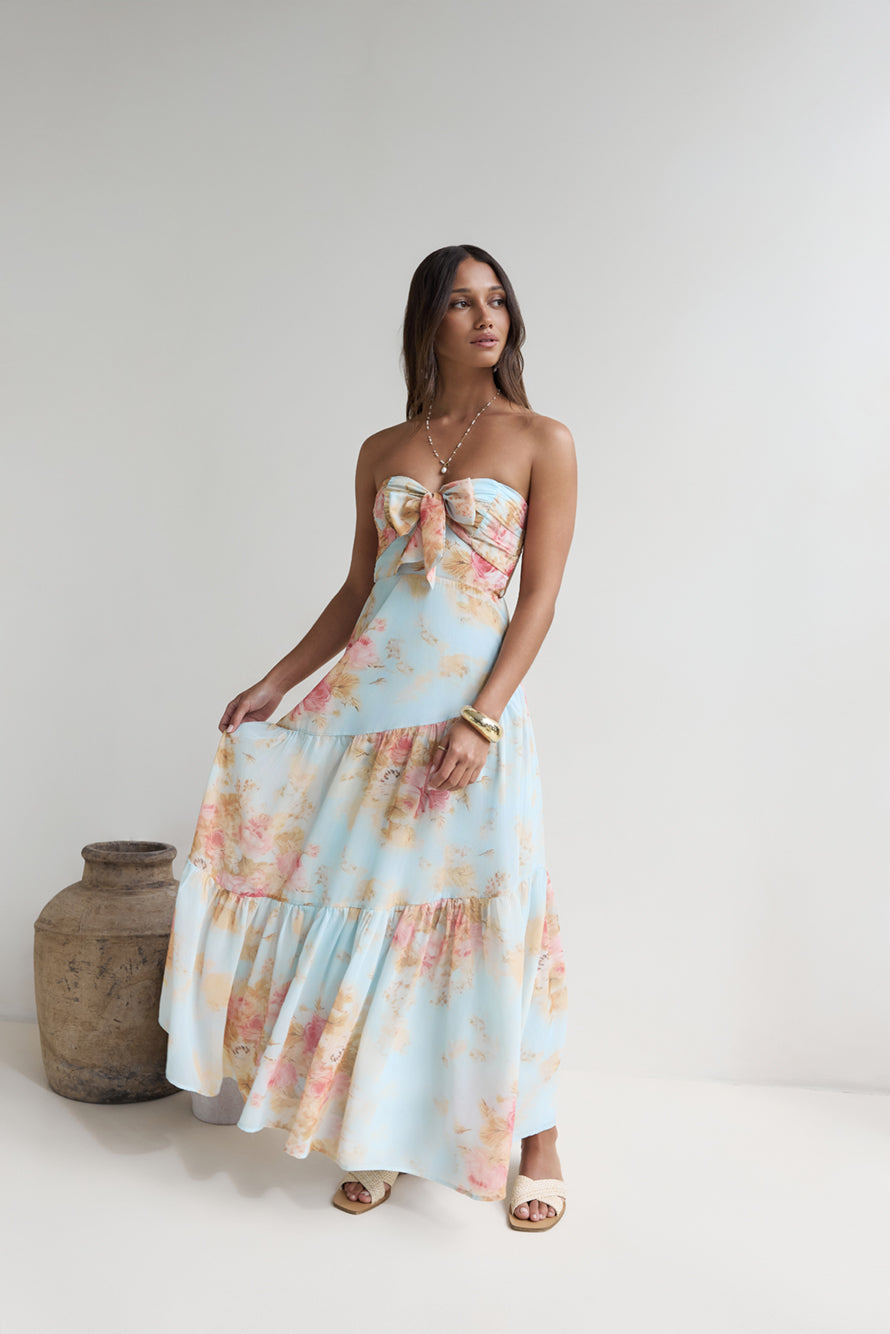Damen Maxikleid mit gebundenem Ausschnitt aus Polyester Jully