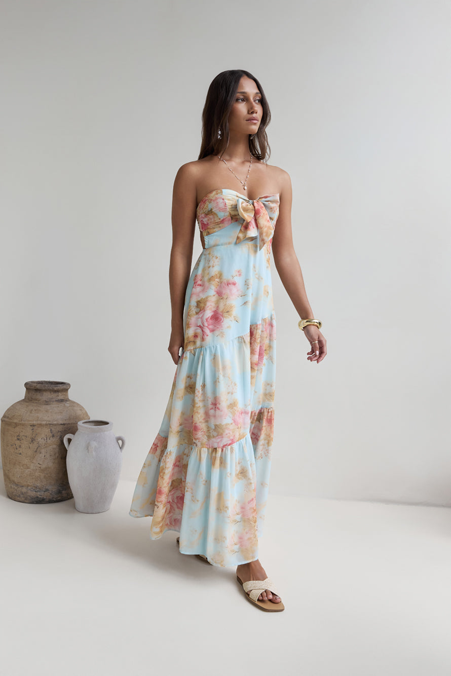 Damen Maxikleid mit gebundenem Ausschnitt aus Polyester Jully
