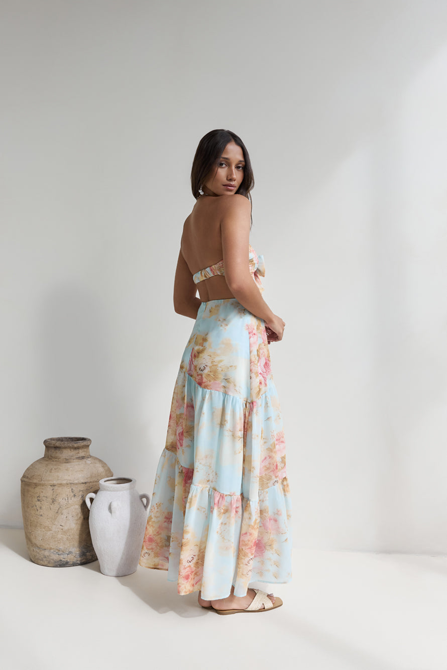 Damen Maxikleid mit gebundenem Ausschnitt aus Polyester Jully