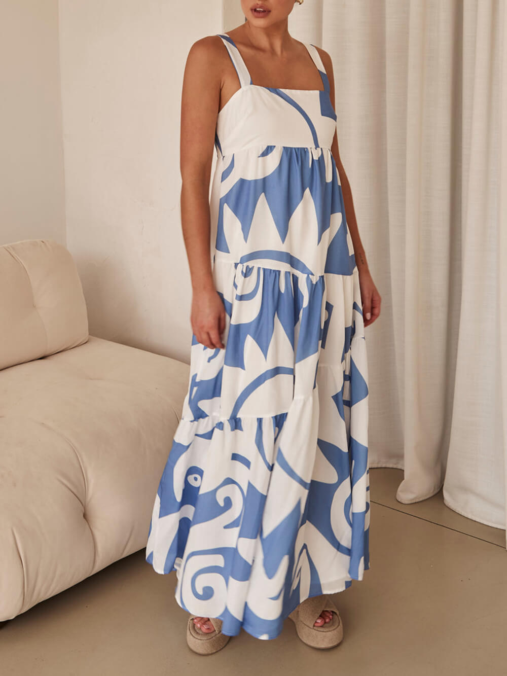 Damen Maxikleid mit geometrischem Print Jully