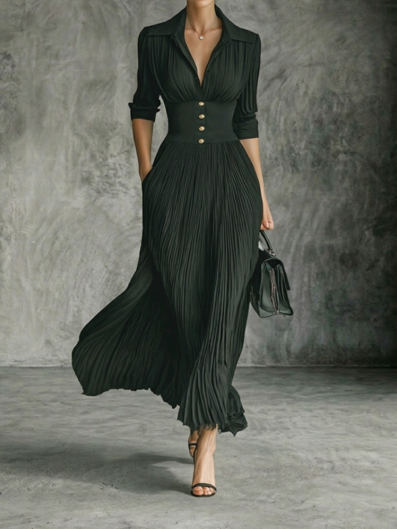 Damen Maxikleid mit plissiertem Design Jully