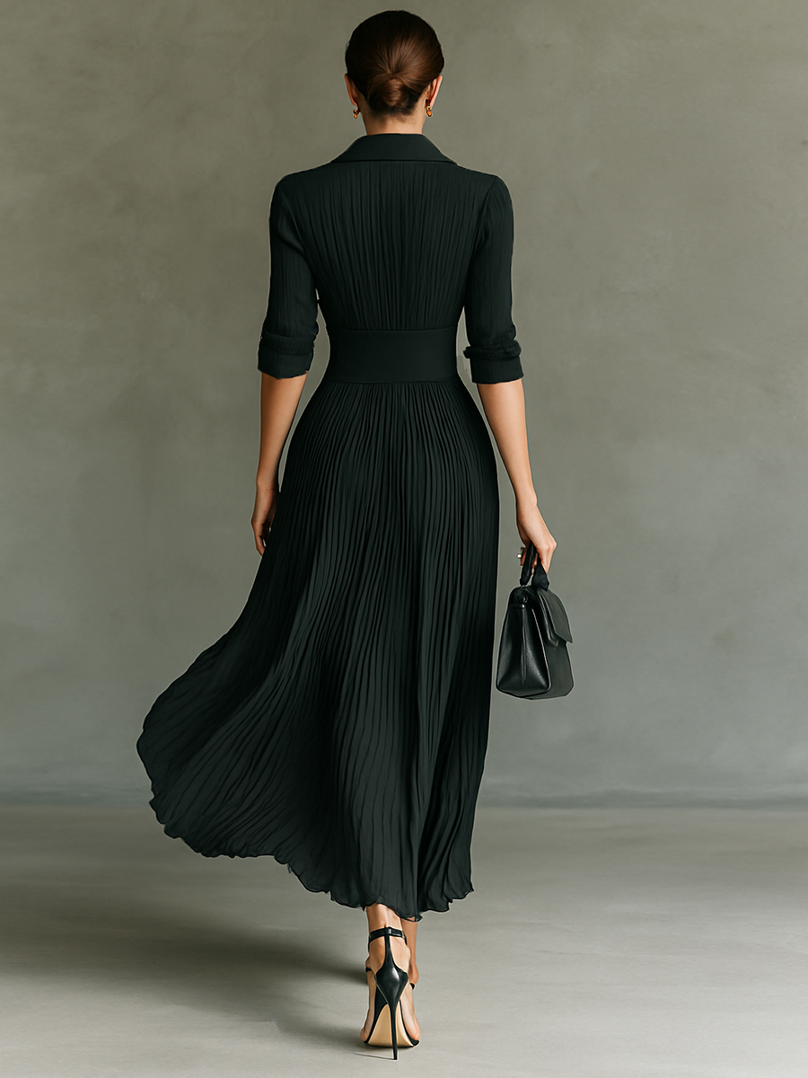 Damen Maxikleid mit plissiertem Design Jully