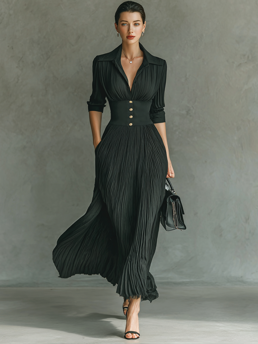 Damen Maxikleid mit plissiertem Design Jully