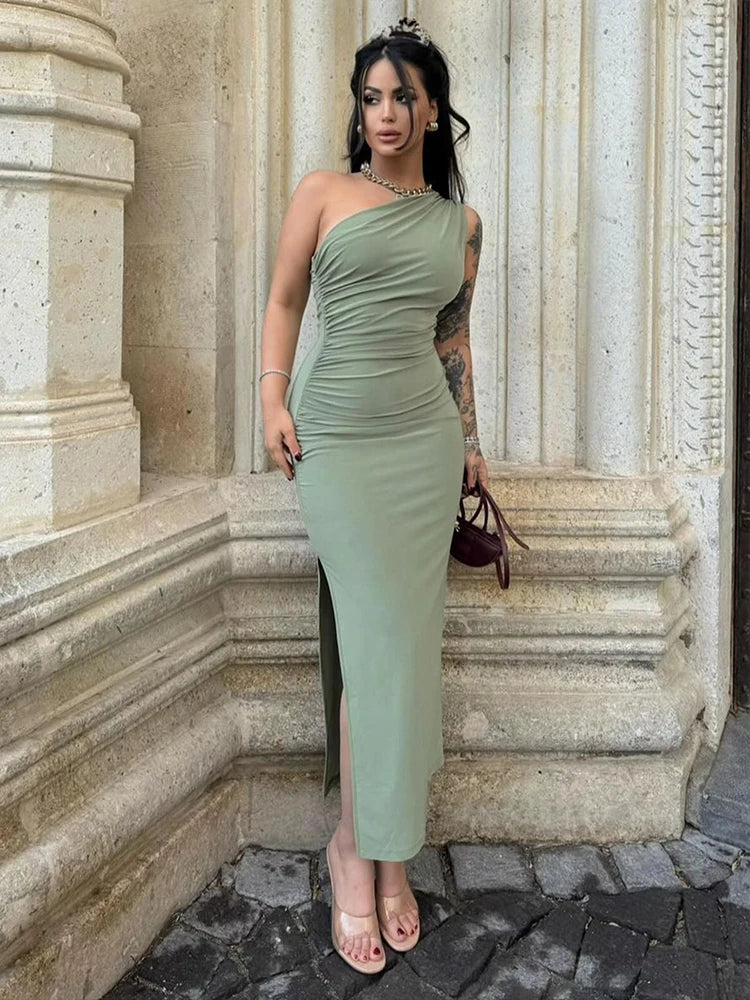 Damen Maxikleid mit sexy Schlitz und rückenfrei Jully