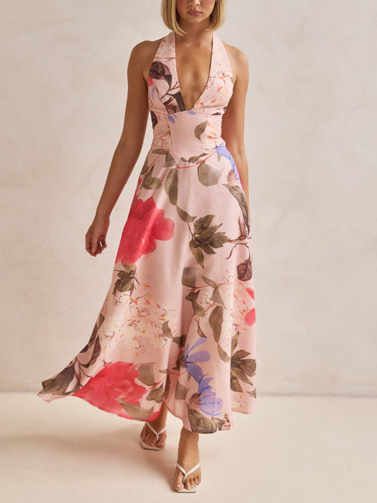 Damen Maxikleid mit tiefem V-Ausschnitt Jully