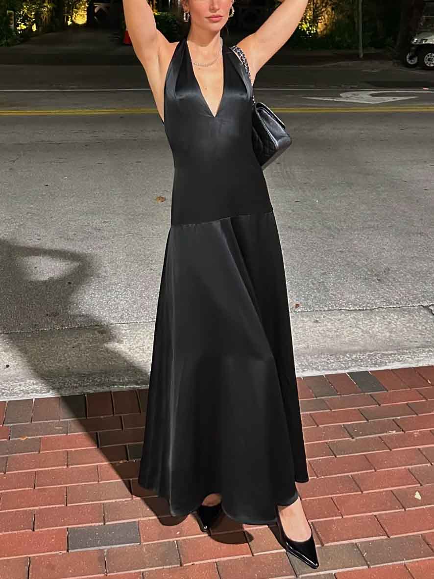Damen Maxikleid mit tiefem V-Ausschnitt Jully