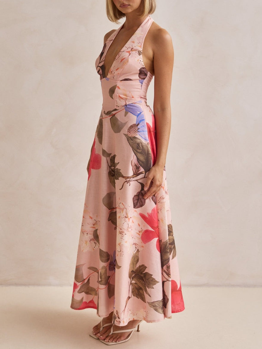Damen Maxikleid mit tiefem V-Ausschnitt Jully