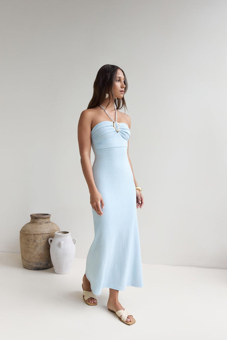 Damen Maxikleid mit trägerlosem Ausschnitt aus Polyester Jully