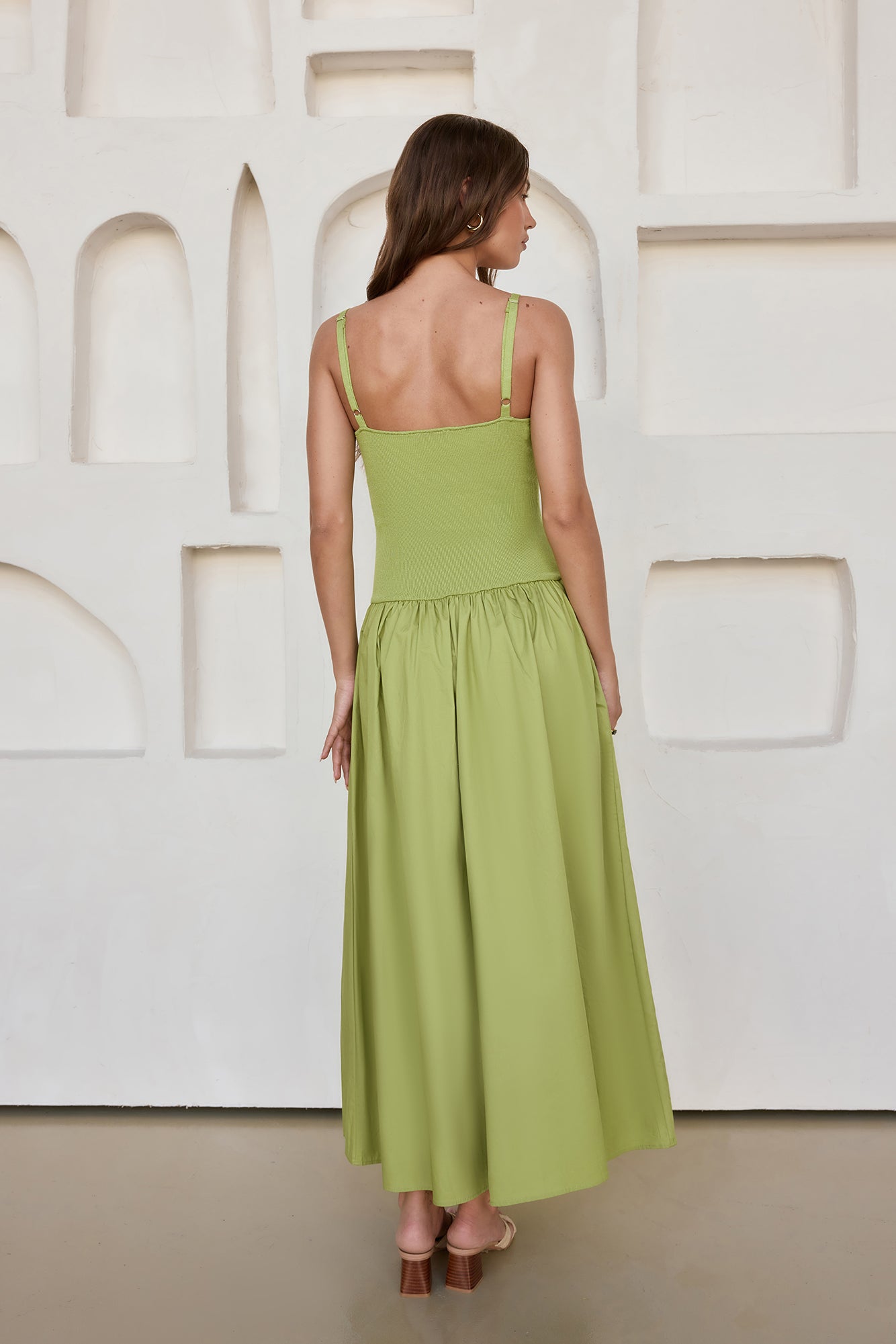 Damen Maxikleid mit trägerlosem Design in Grün Jully