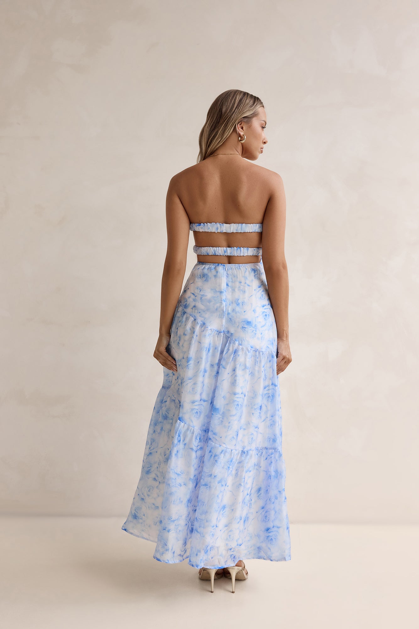 Damen Maxikleid ohne Träger in Ozeanblau Jully