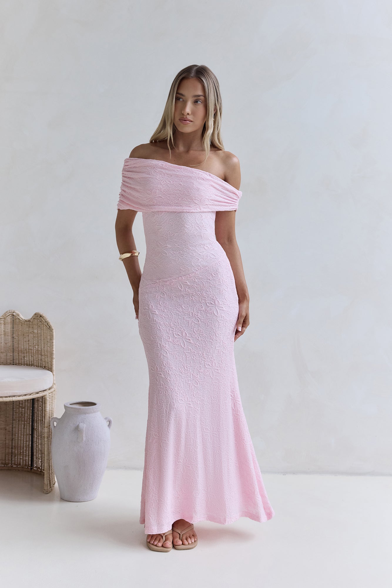 Damen Maxikleid schulterfrei mit fließendem Schnitt Jully
