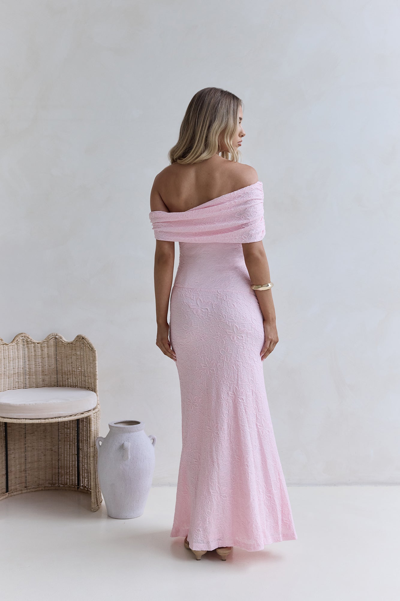 Damen Maxikleid schulterfrei mit fließendem Schnitt Jully