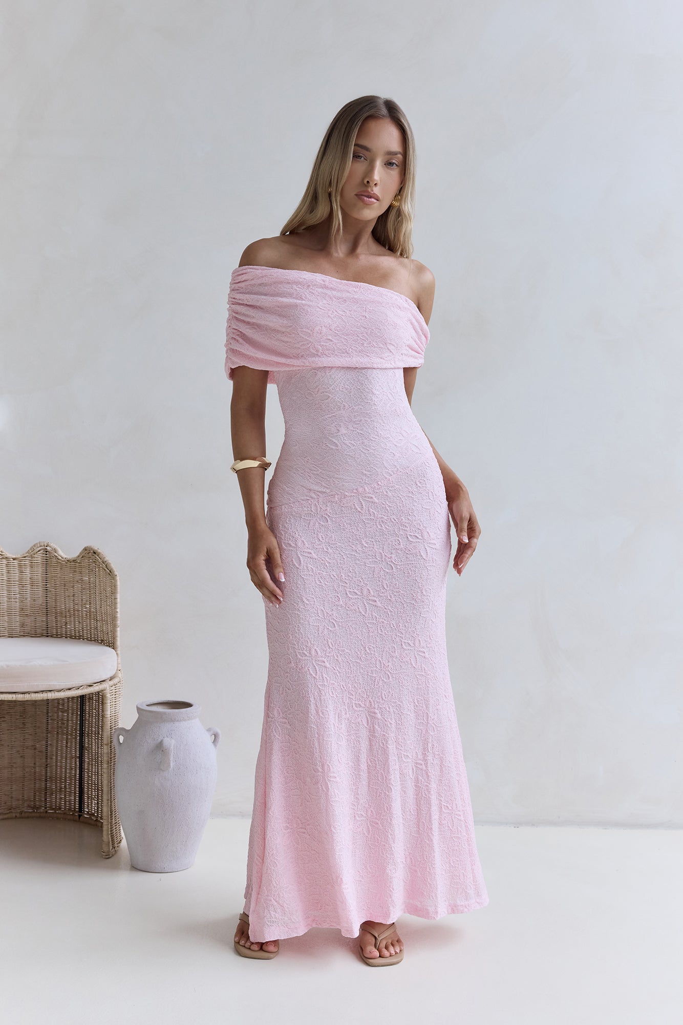 Damen Maxikleid schulterfrei mit fließendem Schnitt Jully