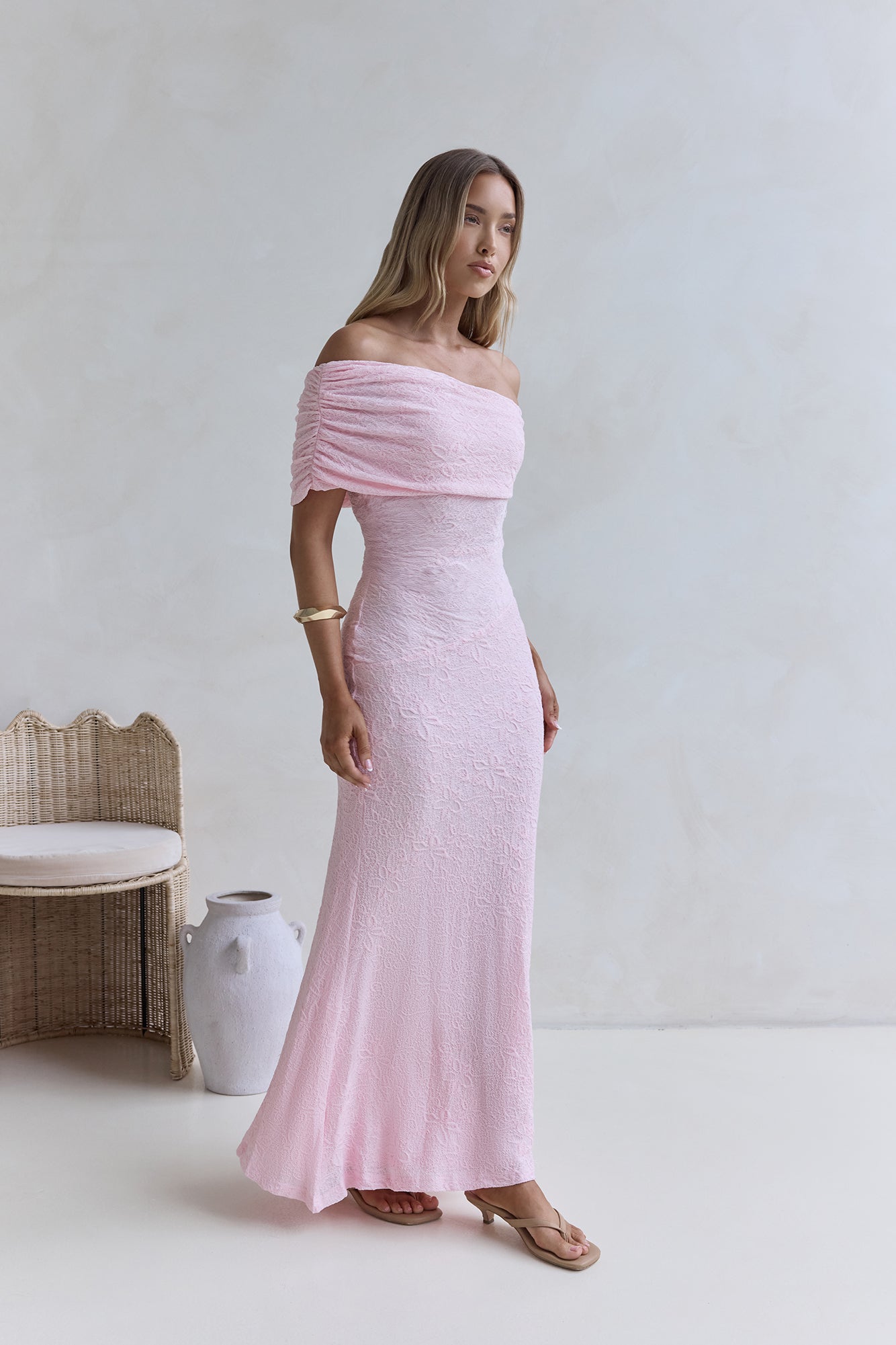 Damen Maxikleid schulterfrei mit fließendem Schnitt Jully