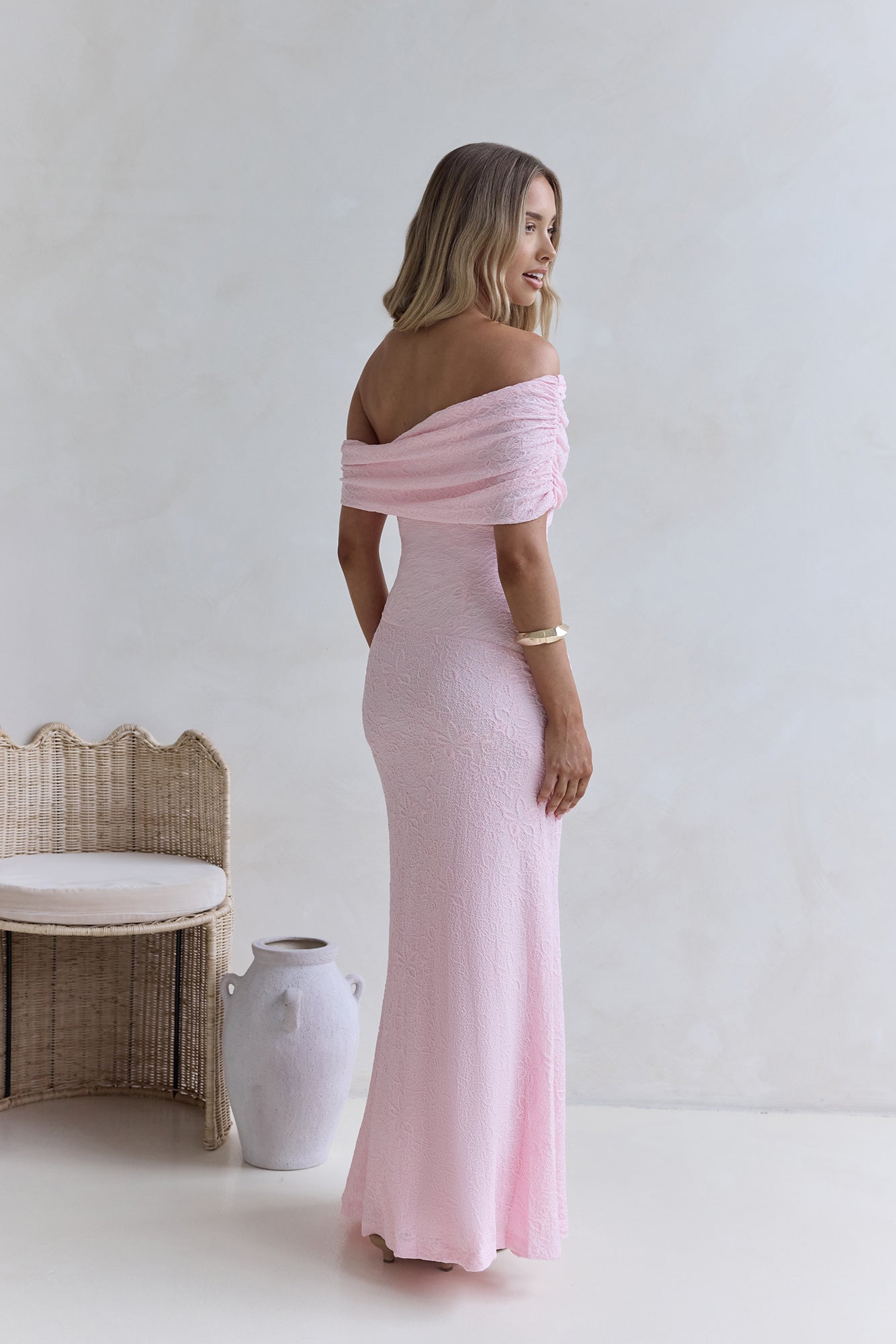 Damen Maxikleid schulterfrei mit fließendem Schnitt Jully