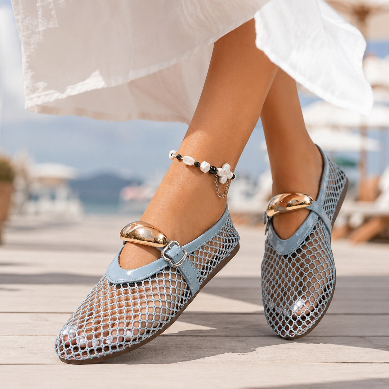 Damen Mesh-Flats mit gepolsterter Innensohle Jully
