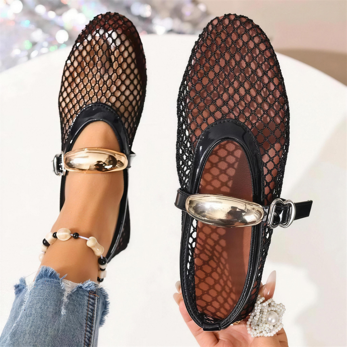 Damen Mesh-Flats mit gepolsterter Innensohle Jully