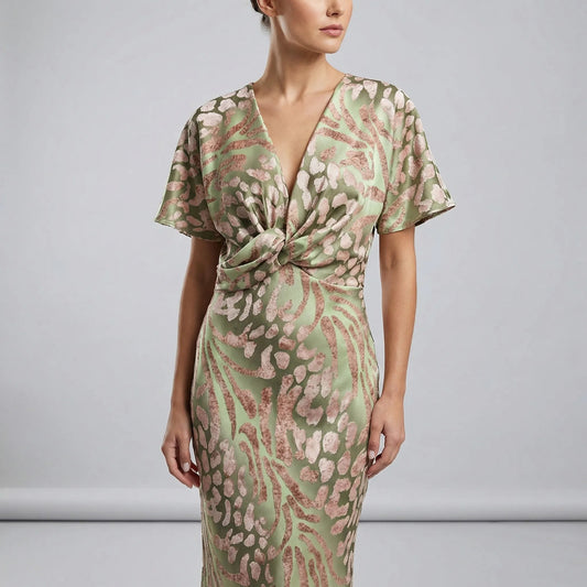 Damen Midi-Cocktailkleid mit V-Ausschnitt Jully