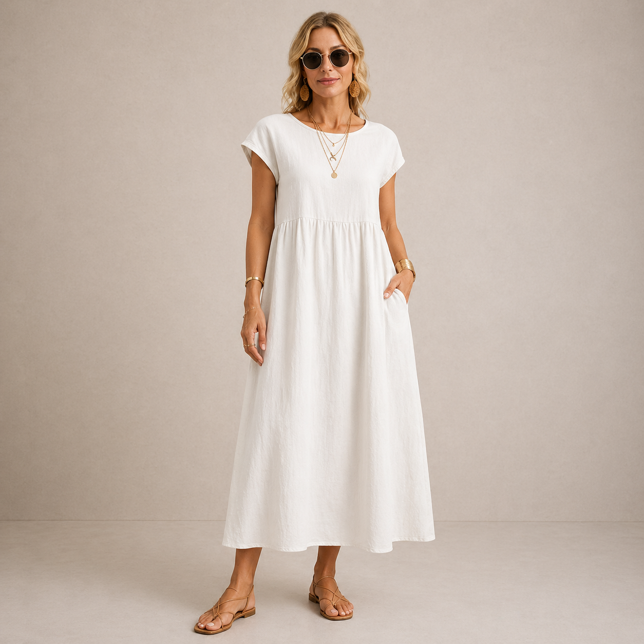 Damen Midi-Kleid aus leichtem Material Jully