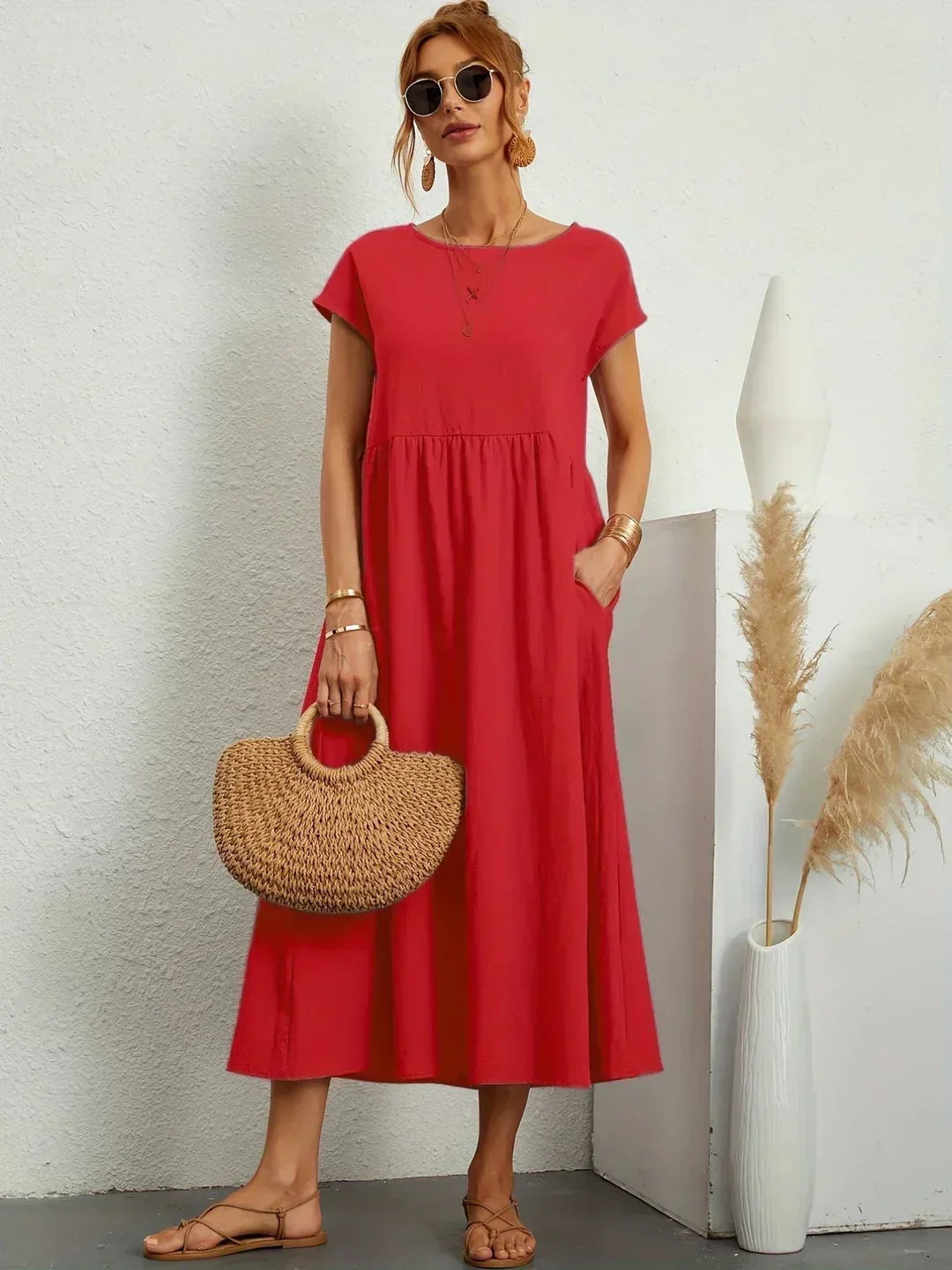 Damen Midi-Kleid aus leichtem Material Jully