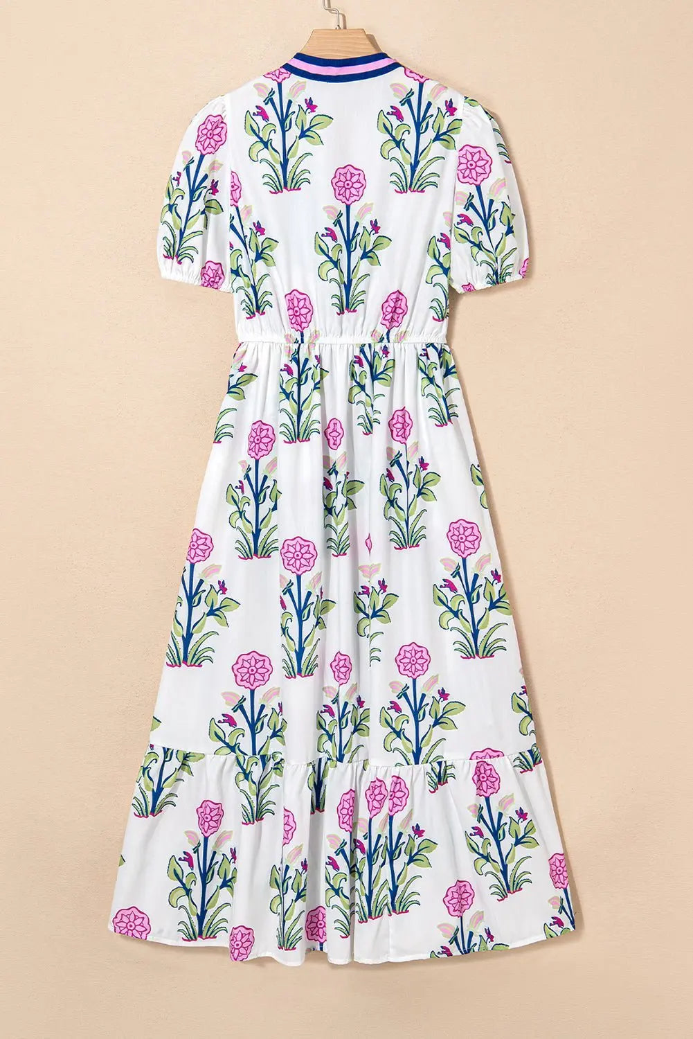 Damen Midi-Kleid mit Volant und Puffärmeln Jully