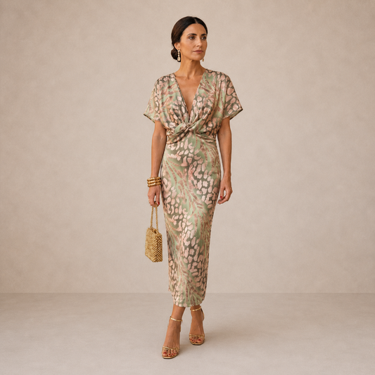 Damen Midi-Kleid mit Wickelstil in Kupfer Jully