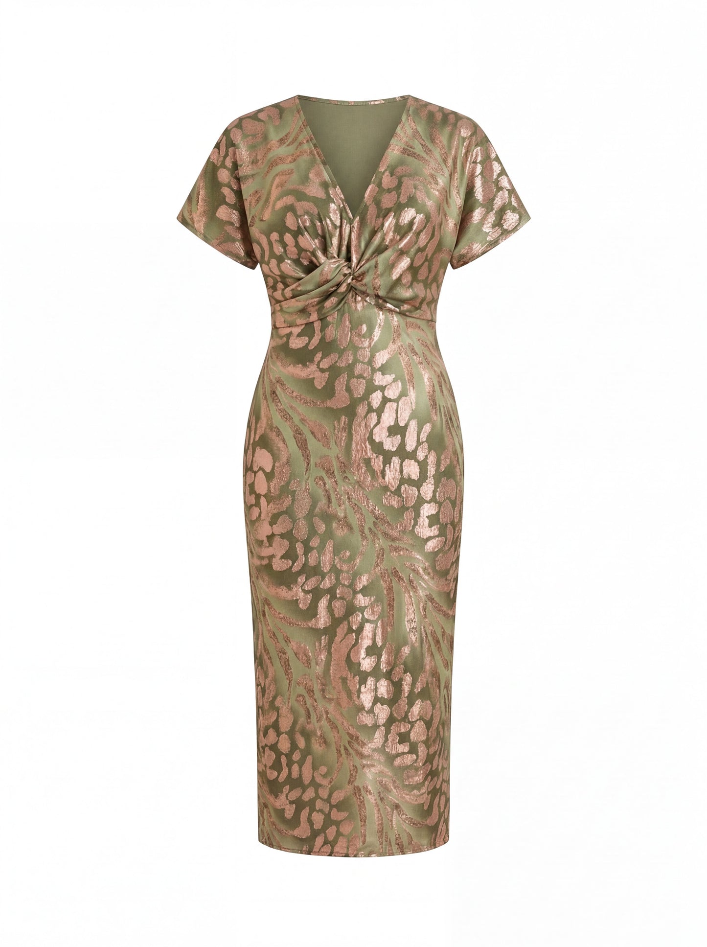 Damen Midi-Kleid mit Wickelstil in Kupfer Jully