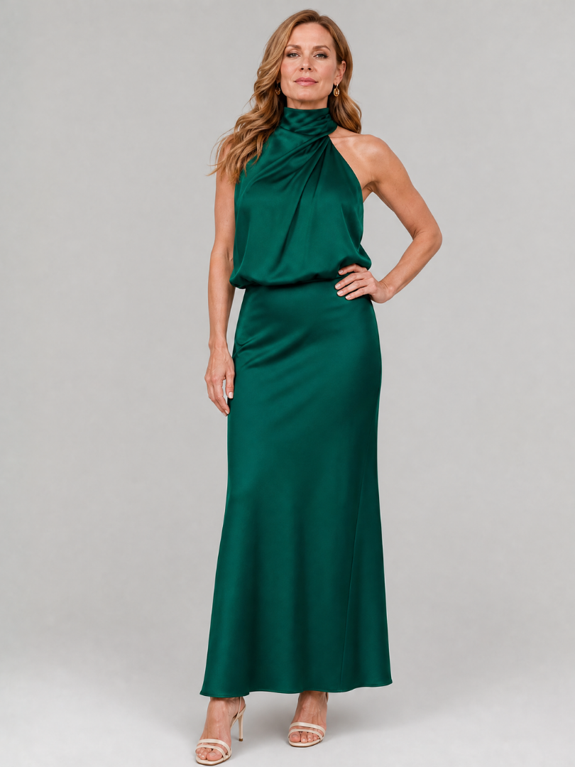 Damen Midi-Kleid mit drapiertem Hals Jully