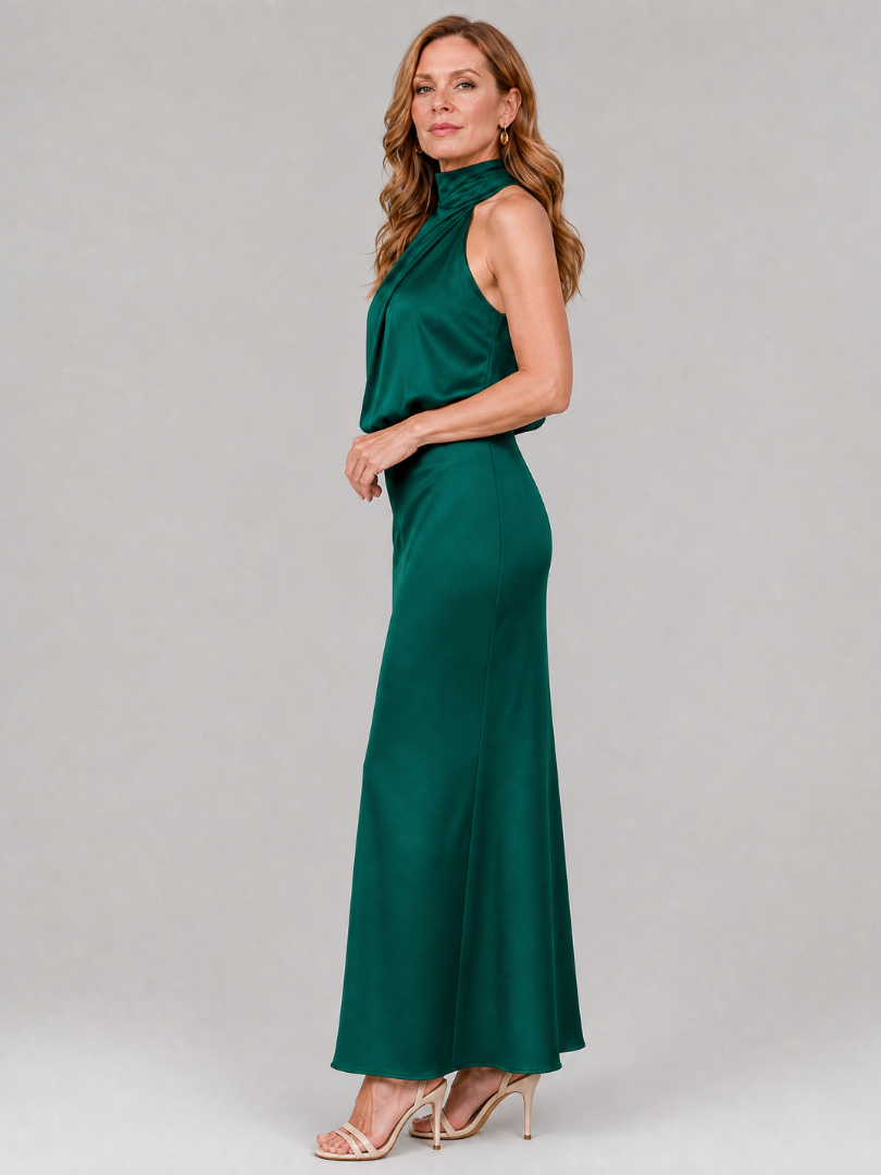 Damen Midi-Kleid mit drapiertem Hals Jully