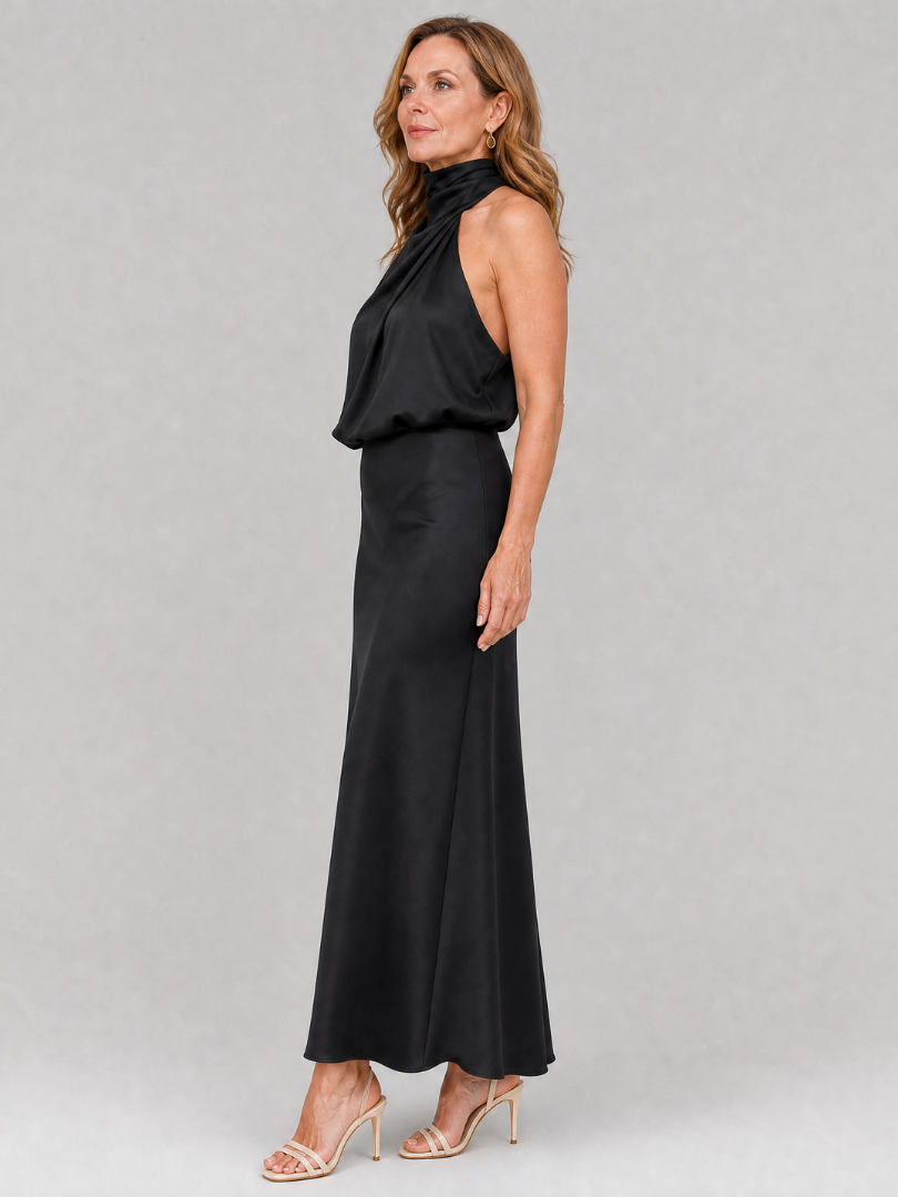 Damen Midi-Kleid mit drapiertem Hals Jully
