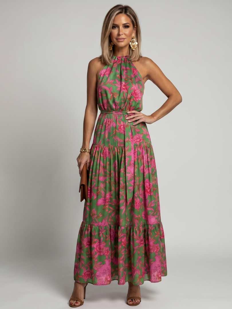 Damen Midi-Kleid mit drapiertem Oberteil Jully