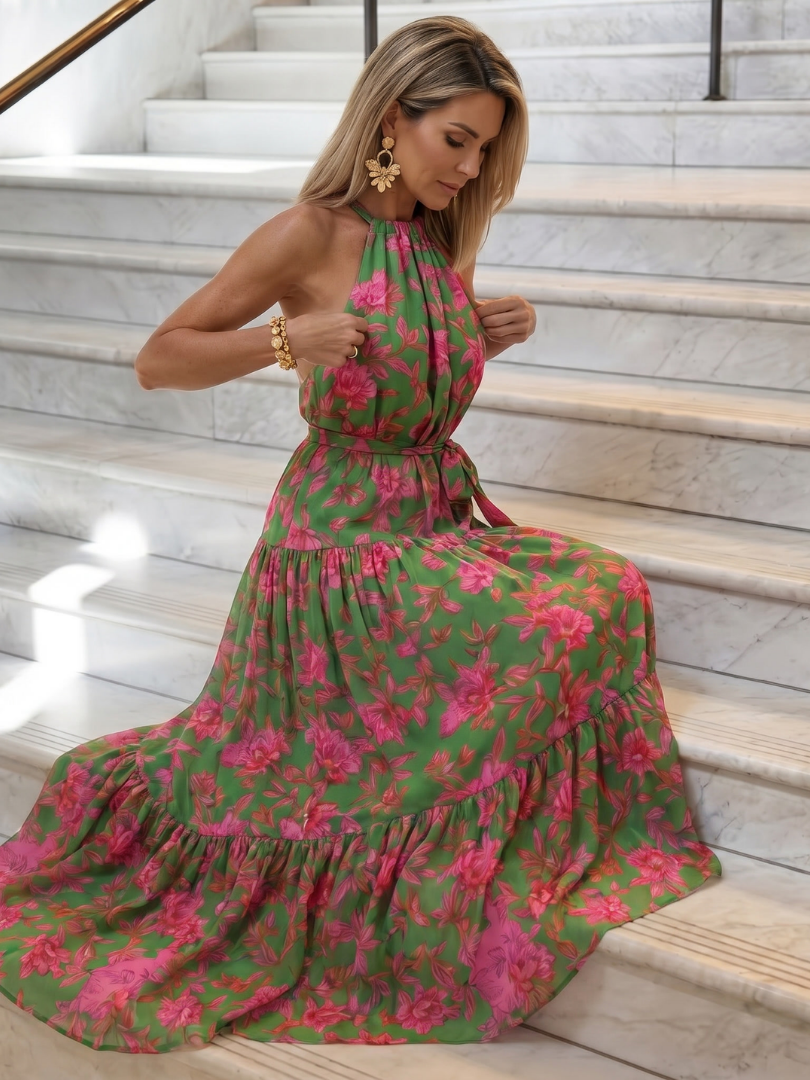 Damen Midi-Kleid mit drapiertem Oberteil Jully