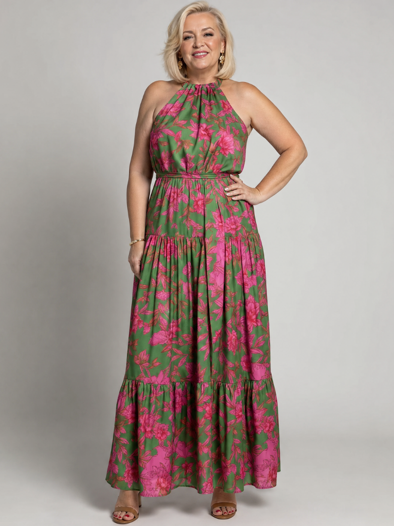 Damen Midi-Kleid mit drapiertem Oberteil Jully