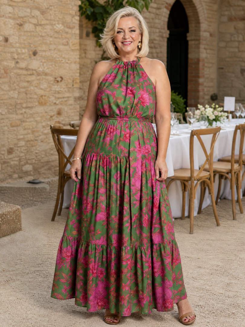 Damen Midi-Kleid mit drapiertem Oberteil Jully
