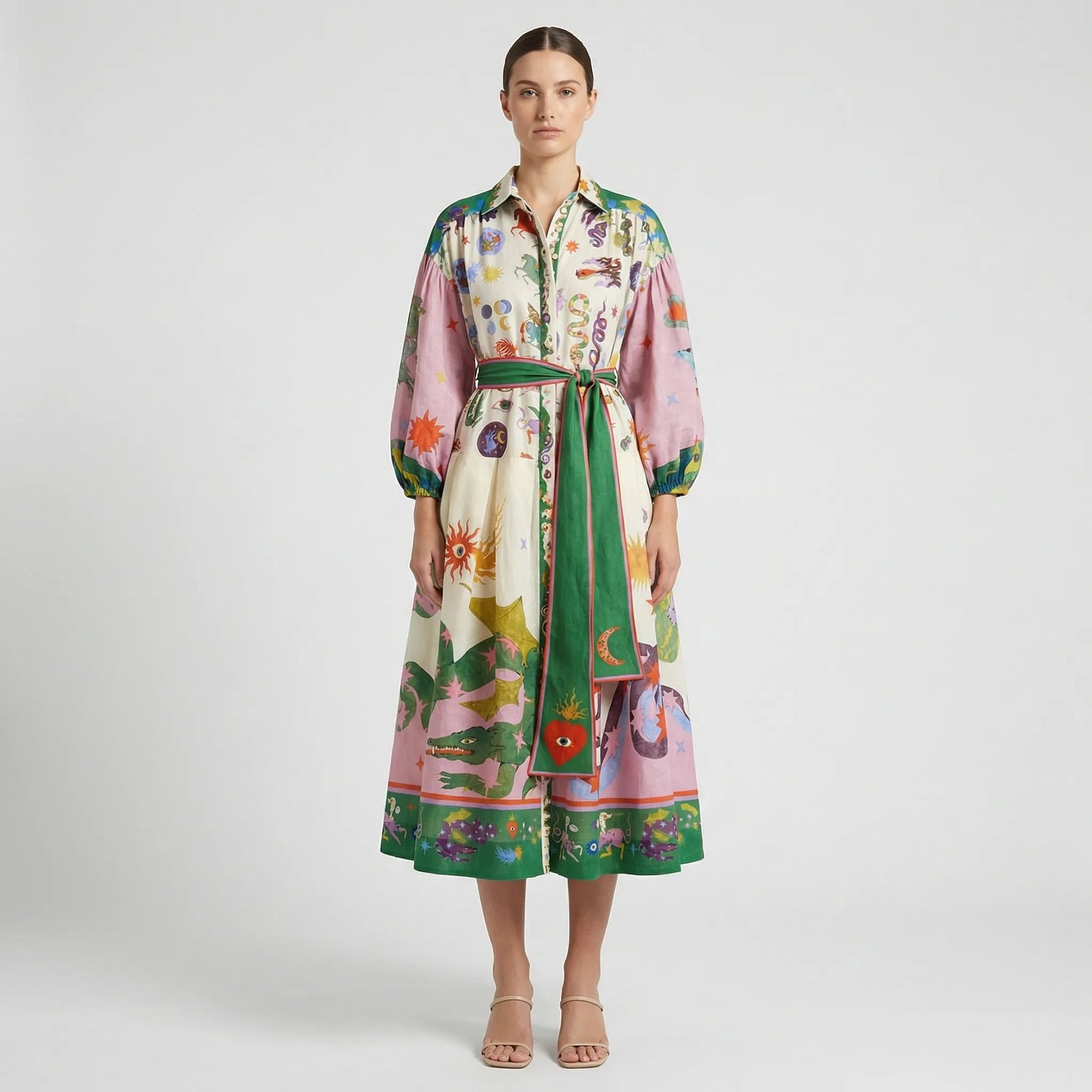 Damen Midi-Kleid mit grafischem Allover-Print Jully