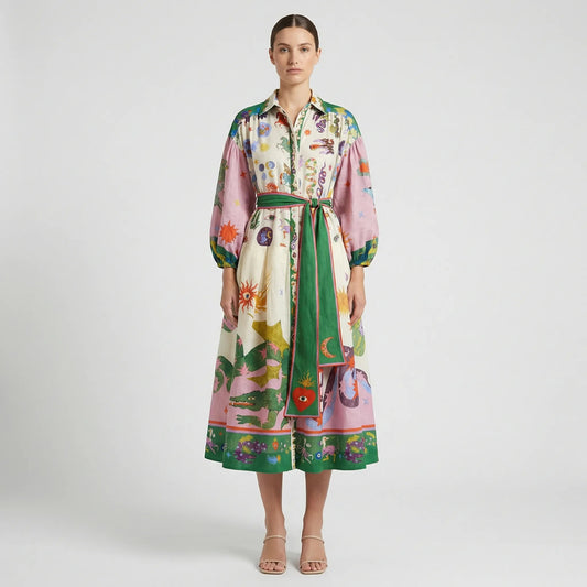 Damen Midi-Kleid mit grafischem Allover-Print Jully