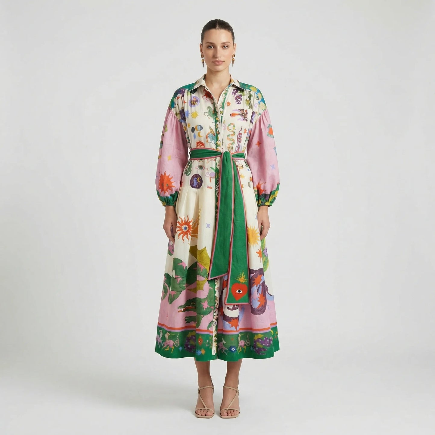 Damen Midi-Kleid mit grafischem Allover-Print Jully
