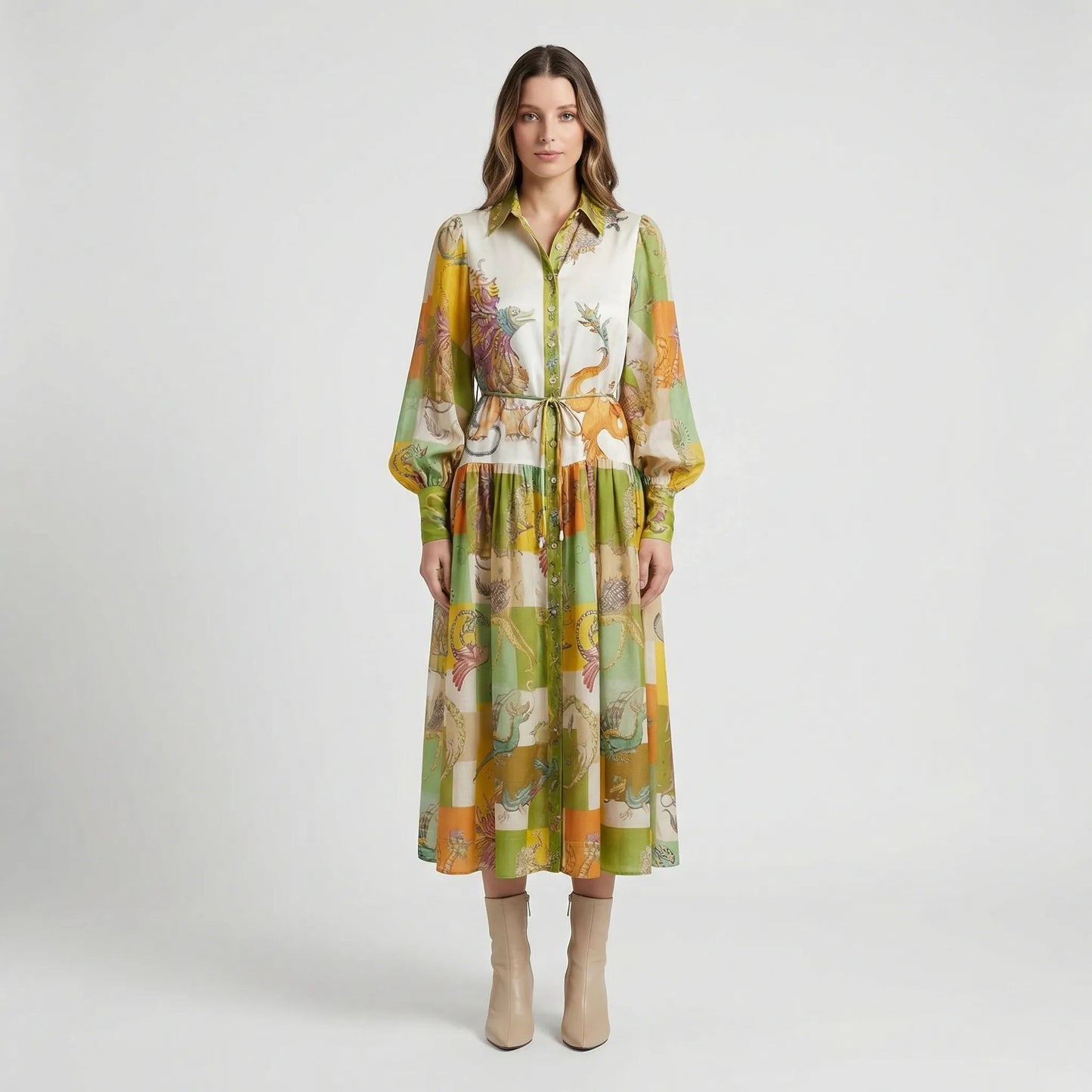 Damen Midi-Kleid mit grafischem Allover-Print Jully