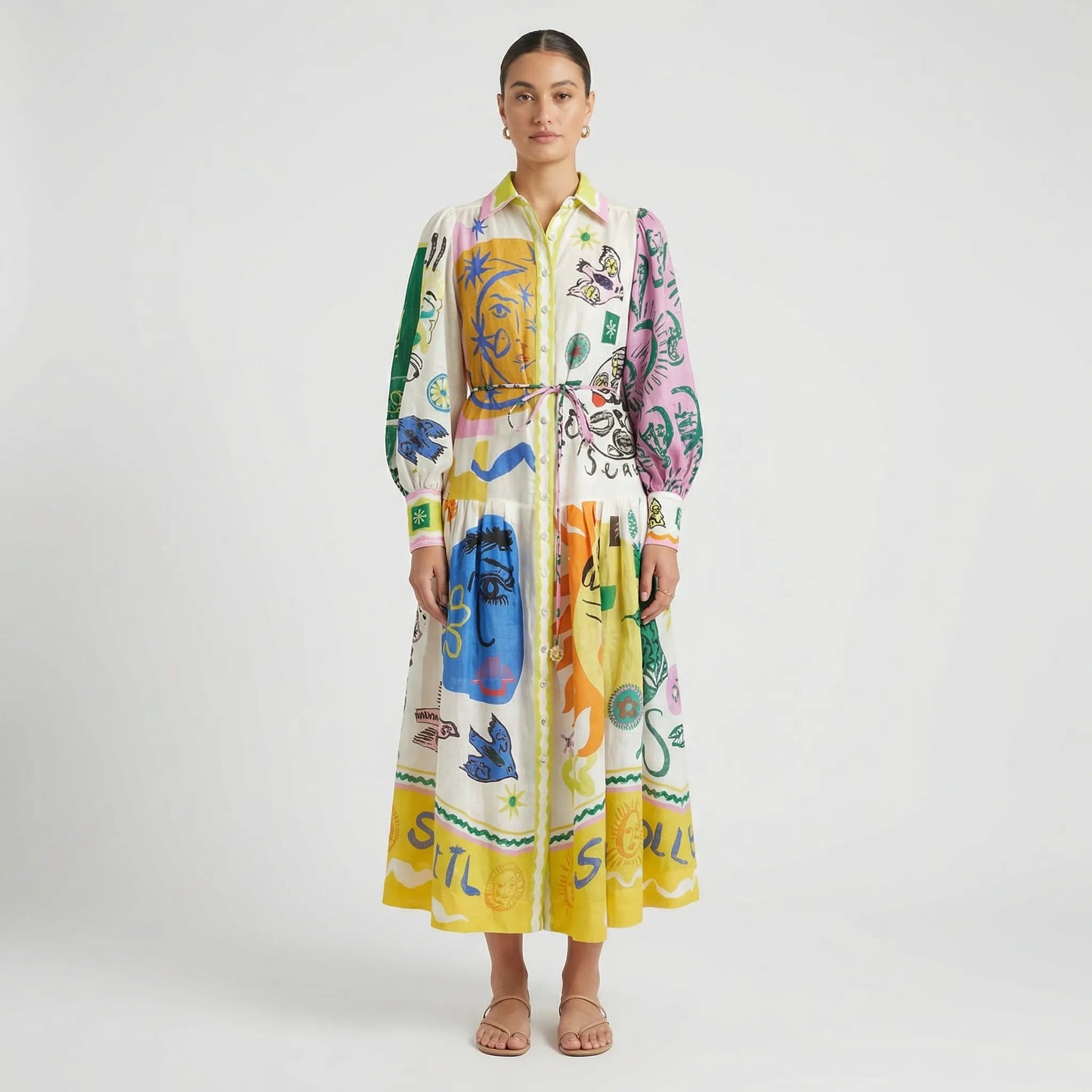 Damen Midi-Kleid mit grafischem Allover-Print Jully