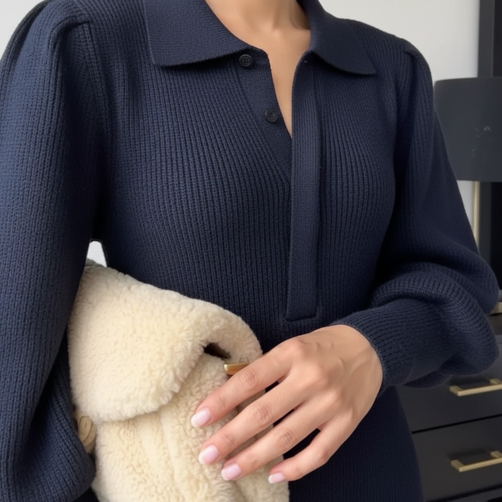 Damen Midi-Kleid mit klassischem Kragen Jully