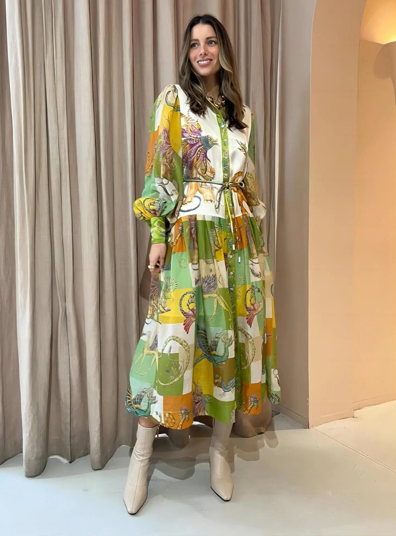 Damen Midi-Kleid mit künstlerischem Allover-Print Jully