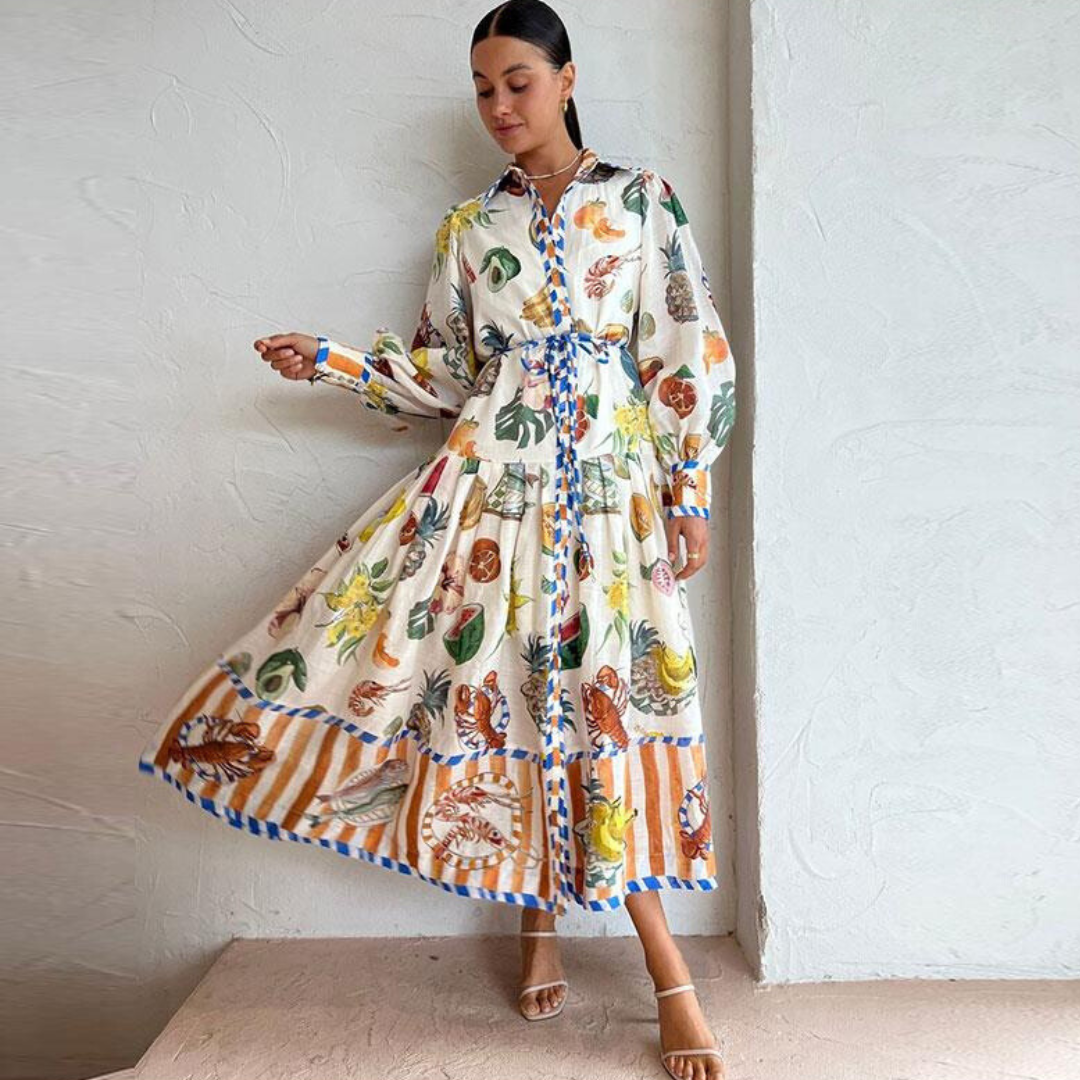 Damen Midi-Kleid mit künstlerischem Allover-Print Jully