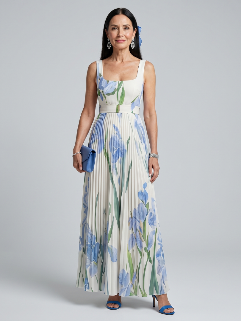 Damen Midi-Kleid mit quadratischem Ausschnitt Jully