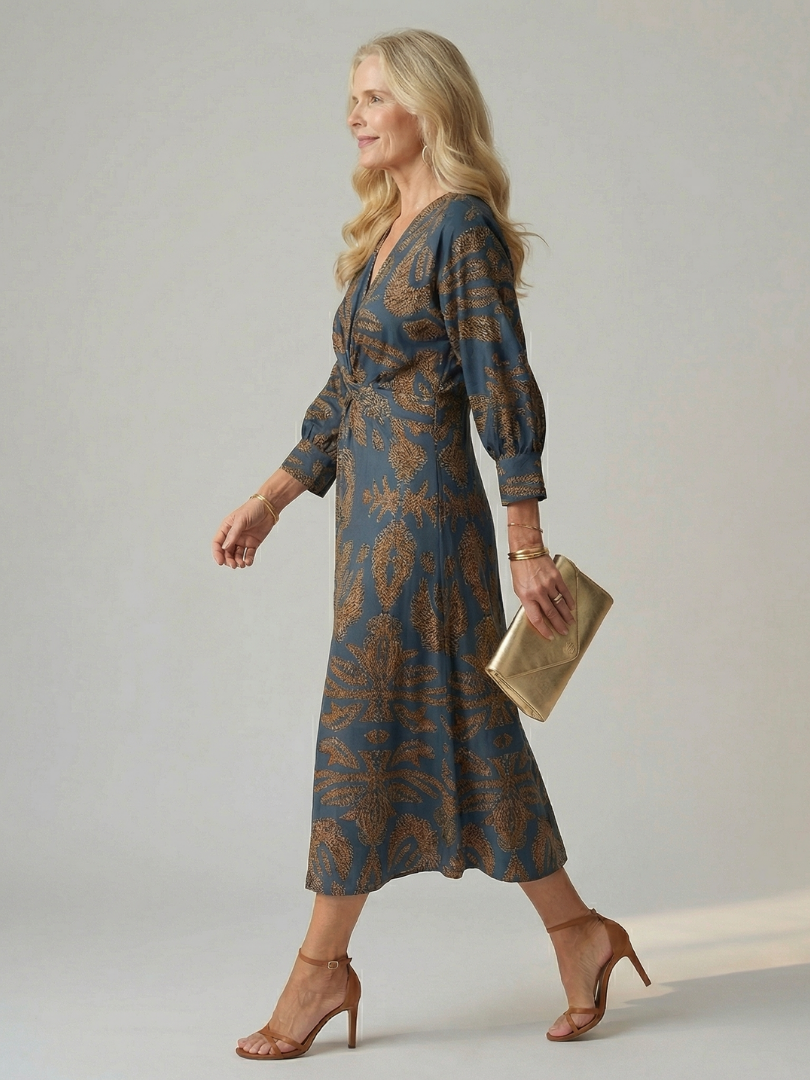 Damen Midi-Wickelkleid aus leichtem Stoff Jully