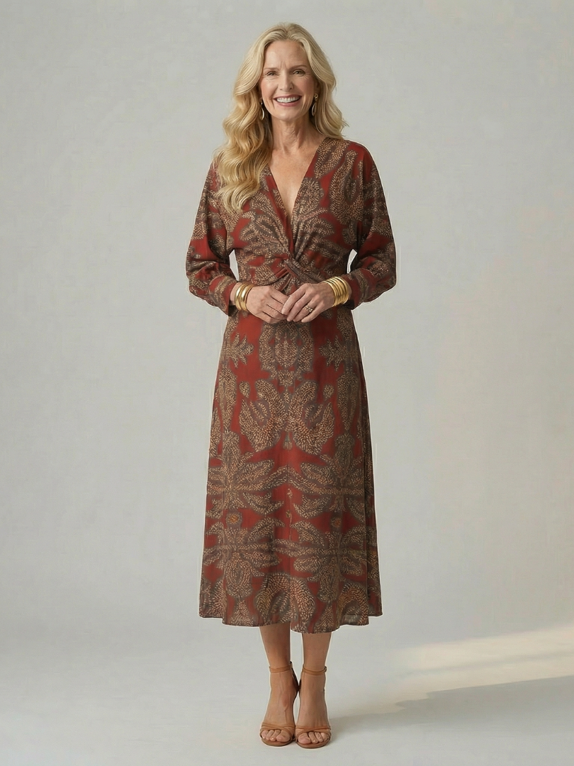 Damen Midi-Wickelkleid aus leichtem Stoff Jully