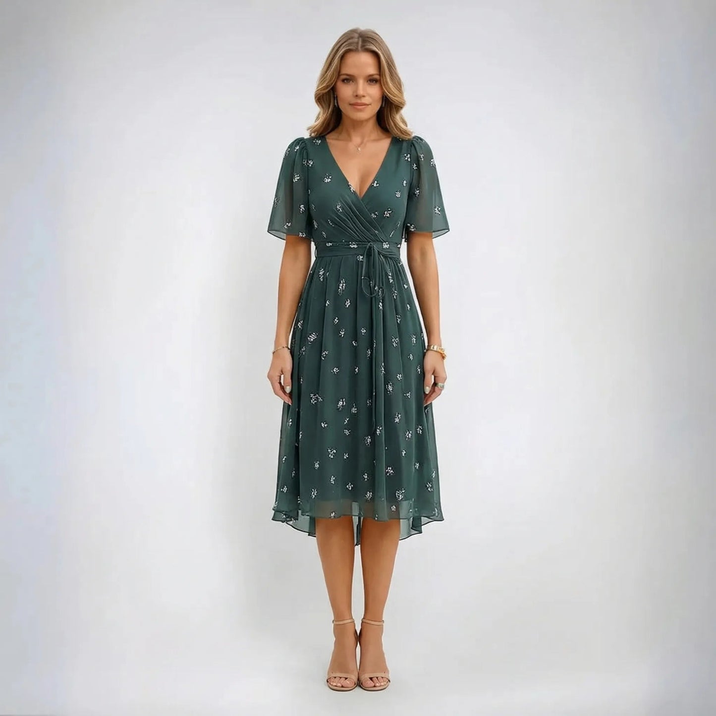 Damen Midi-Wickelkleid mit Blumenmuster Jully