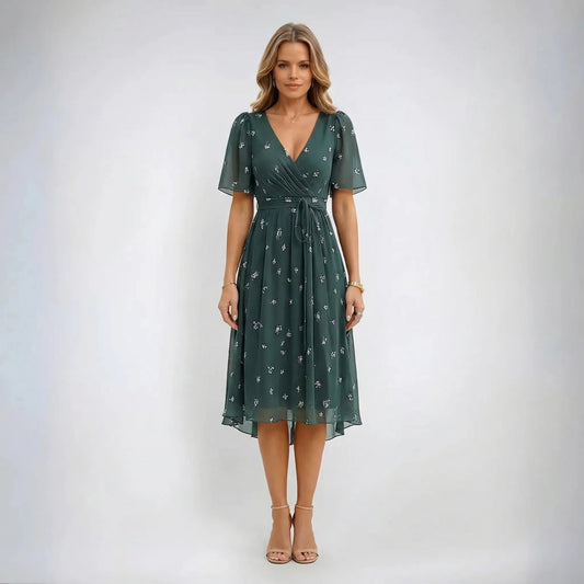 Damen Midi-Wickelkleid mit Blumenmuster Jully